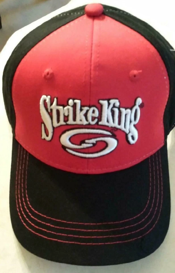 Gorra de béisbol Strike King Lure, ajustable, negra y roja *NUEVA Foto 1 de 1