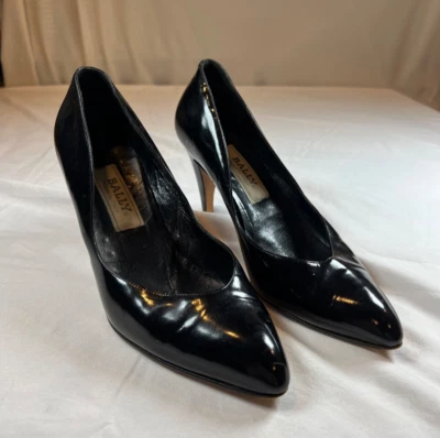 Bally Made in Italy Womens Black Pointed Toe Heels Designer 8.5 C Vero Patent - Image 1 of 4