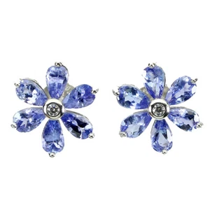 925 Sterling Silver Earrings Pear Tanzanite 5x3mm Simulated Cz Gemstone Jewelry - Picture 1 of 10