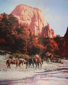 Native American Western II by Bruce Cheever Cowboy Horses Landscape IMP 16x20  - Picture 1 of 1