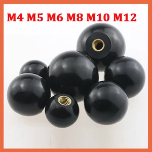 Ball Shaped Hnadle Knobs M4 M5 M6 M8 M10 M12 Thread Clamping Nuts Plastic Black - Picture 1 of 24