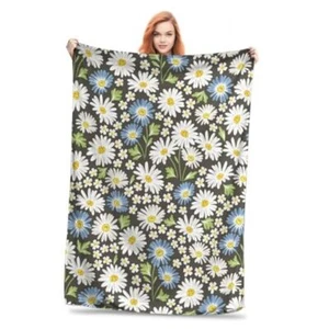 Flannel Throw Blanket - Cozy, Soft & Warm for Couch 60x50 Inch Blooming Daisy - Picture 1 of 8