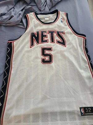 Camiseta deportiva Reebok Vintage Auténtica New Jersey Nets Jason Kidd 52 2xl Xxl Home Blanca Foto 1 de 4