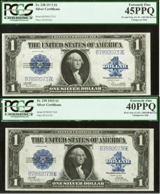1923 $1 Silver Certificate PCGS 45PPQ - Crazy Rare - Changeover -Fr 239 / Fr 238 - Image 1 of 4
