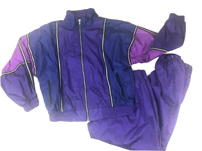 Traje de viento London Fog M tono joya paracaídas bloques de color púrpura rosa  Foto 1 de 4