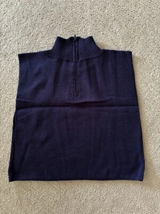 Ladies Turtle Neck lightweight sleeveless sweater top navy, rear neck zip, new - Picture 1 of 5