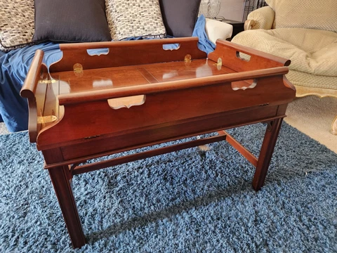 BAKER FURNITURE CHIPPENDALE MAHOGANY BUTLER'S TRAY STYLE COFFEE TABLE Cover