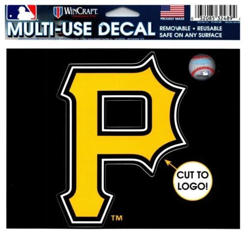 Pittsburgh Pirates Logo 5" x 6" Die Cut Multi Use Decal Cling - Truck Car Window - Image 1 of 1