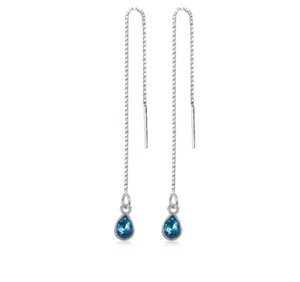 925 Silber plattiert Wassertropfen blau CZ Einfädler Ohrhänger Kette Zug Ohrringe C9 - Bild 1 von 4