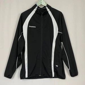 Diadora Jacket Mens Medium Black White Soccer Track Warmup Full Zip Pockets - Picture 1 of 14