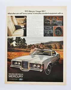 Anuncio de coche grande - 1972 Mercury Cougar XR-7 (folleto de cartel impreso en publicidad) - Imagen 1 de 1