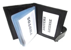 MENS/LADIES BLACK LEATHER PHOTO WALLET LAMB BIFOLD 778 - Picture 1 of 1