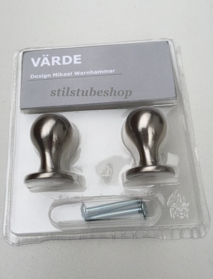 IKEA Värde Varde 2 x Möbelknöpfe Griff Griffe Knöpfe Vernickelt 067.043.00‪‪ Neu - Bild 1 von 1