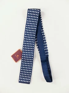 GALLO Corbata de Seda Ajustada Motivo Cuadrado Azul Marino y Blanco Auténtica Nueva con Etiquetas Italia - Imagen 1 de 5