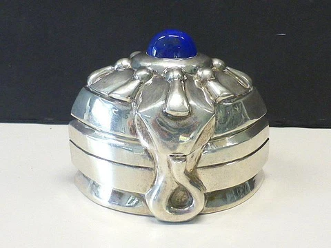 1994 D Thaxter NY Sterling Silver Lapis Set Modernist Trinket Box Heavy 140.4g Cover