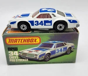 Matchbox Lesney Chevy Pro Stocker No. 34 1981 White/Blue NEW in Box! - Picture 1 of 16