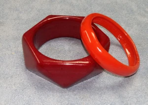 2 pieces 3D PRINTED bracelets Red & Dark red colour Chunky Bangle light bracelet - Picture 1 of 10