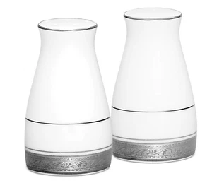 NORITAKE CRESTWOOD PORCELANA BLANCA PLATINO PIMENTERO JUEGO DE DOS 3.5" NUEVO - Imagen 1 de 9