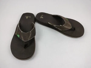 Sanuk Fault Line Mens Brown Slip On Flip Flop Sandals Size 9 - Picture 1 of 10