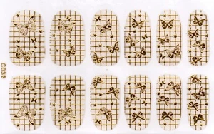 Nagelfolie Wraps Vollabdeckung Dünn Zum Selbermachen Aufkleber Goldfarben Blumenmuster Schmetterlinge  - Bild 1 von 6