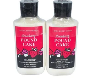 Lotto di 2 Bath & Body Works Fragola Pound Cake Lozione Corpo Super Liscia - Foto 1 di 1