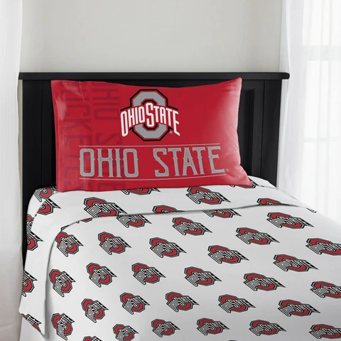 Northwest Company Ohio State Buckeyes White/Scarlet Affiliation Twin Sheet Set Cover