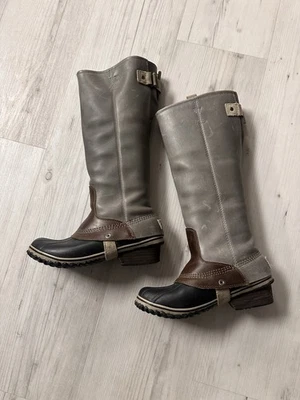 SOREL SLIMPACK высокий размер 9 верховой езды дождя сланец водонепроницаемый РЕДКАЯ кожа - Изображение 1 из 4