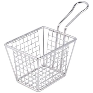 Cesta de aperitivos de acero inoxidable para papá mini cestas para freír soporte colador - Imagen 1 de 12