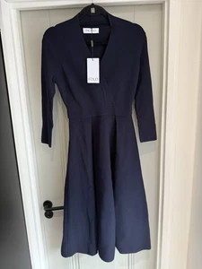 The Fold Lamont Sculpt Knit Midi Dress Navy UK 4 NWTs - Picture 1 of 8