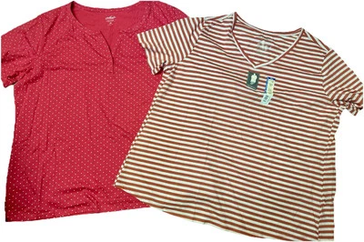 Nuevo con etiquetas Lote de 2 Camisetas Para Mujer 2X Prendas para el torso Paquete Básicas Armario Grapa S/S Coral Foto 1 de 4