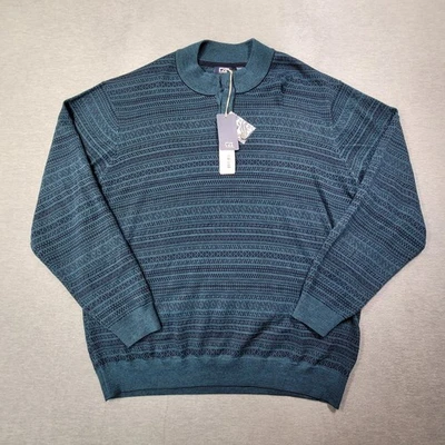 Cutter & Buck Sweater Mens 3XB Blue Knit Striped Merino Wool Blend Casual NWT - Image 1 of 4