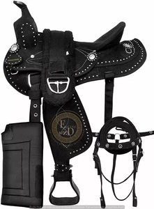 Sillín de caballo Western Barrel sintético Cordura con todo el juego incluyendo almohadilla de sillín - Imagen 1 de 4