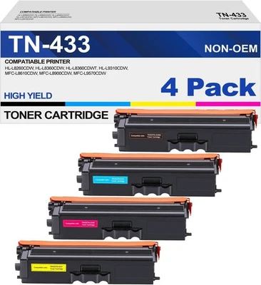 TN433 4 Pack TN431 TN436 Toner Set for Brother MFC-L8900CDW L8610CDW HL-L9310CDW - Image 1 of 4