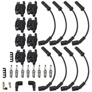 8 Pack UF743 Ignition Coils &Spark Plugs &Wire Set For Chevy Silverado GMC Yukon - Picture 1 of 12