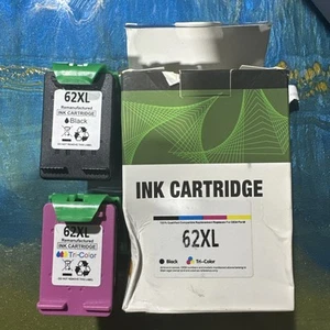 2 Pack (Black & Tri) Palmtree Compatible Ink Cartridges Replacement for HP 62XL - Zdjęcie 1 z 1