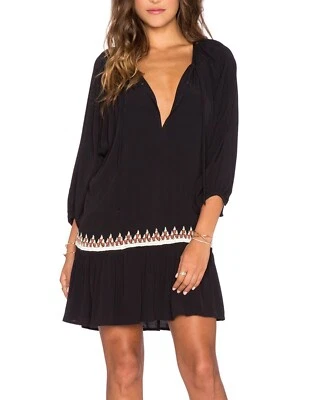 Mini Vestido Negro Bordado Coralie XS Cleobella for Free People para Mujer Foto 1 de 4