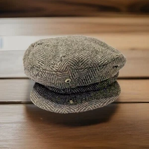 Finest Headwear Herringbone English Wool Ivy Cap Black Size L  7-1/4-7-3/8 - Picture 1 of 13