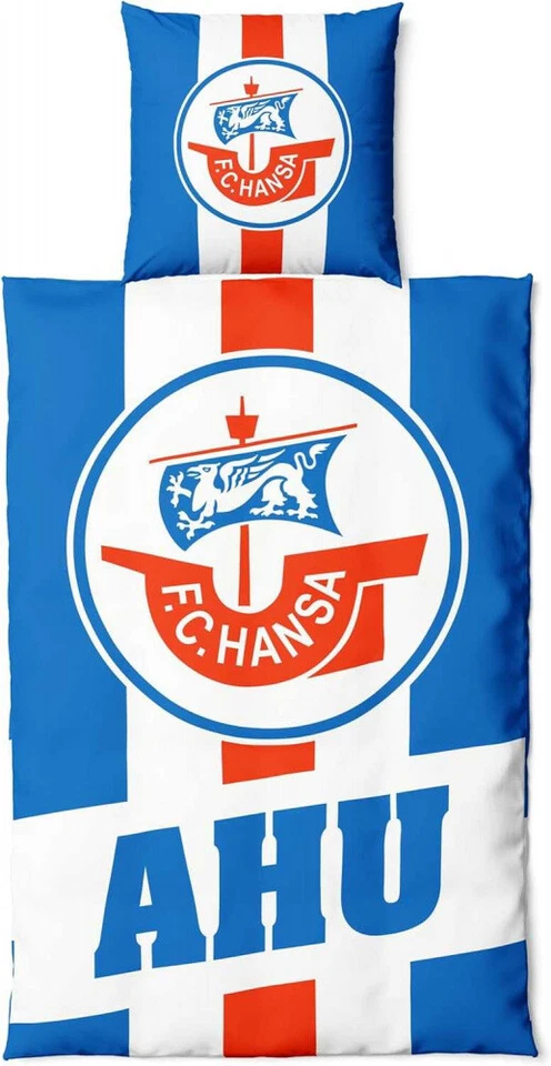 F.C. Hansa Rostock Bettwäsche - AHU - blau/weiß/rot 2-teilig 135 x 200 cm