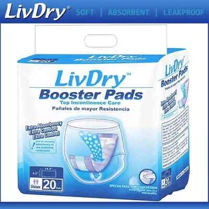 LivDry Incontinence Booster Pads, Use with Adult Diapers for Women Or Men, 20 CT - Picture 1 of 6