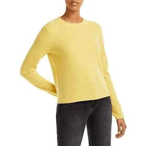 Aqua Rolled Edge Cashmere Sweater Canary Yellow L137501 Womens Size XL - Picture 1 of 3