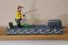 Vintage Fisherman's Luck cast iron mechanical bank by Richards - mint circa 1950