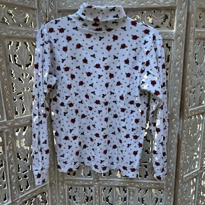 Винтажная рождественская белая водолазка Cherokee Poinsettia с желтыми звездами размер большой - Изображение 1 из 4