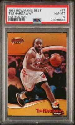 1999 BOWMAN'S BEST TIM HARDAWAY REFRACTOR #77 PSA 8 #393/400, POP 1, 1 HIGHER - Image 1 of 2