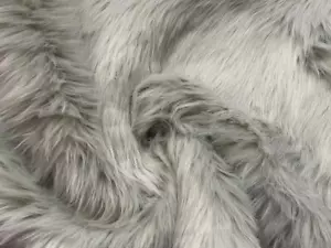 Super Luxury Faux Fur Fabric Material LONG PILE SILVER - Picture 1 of 5