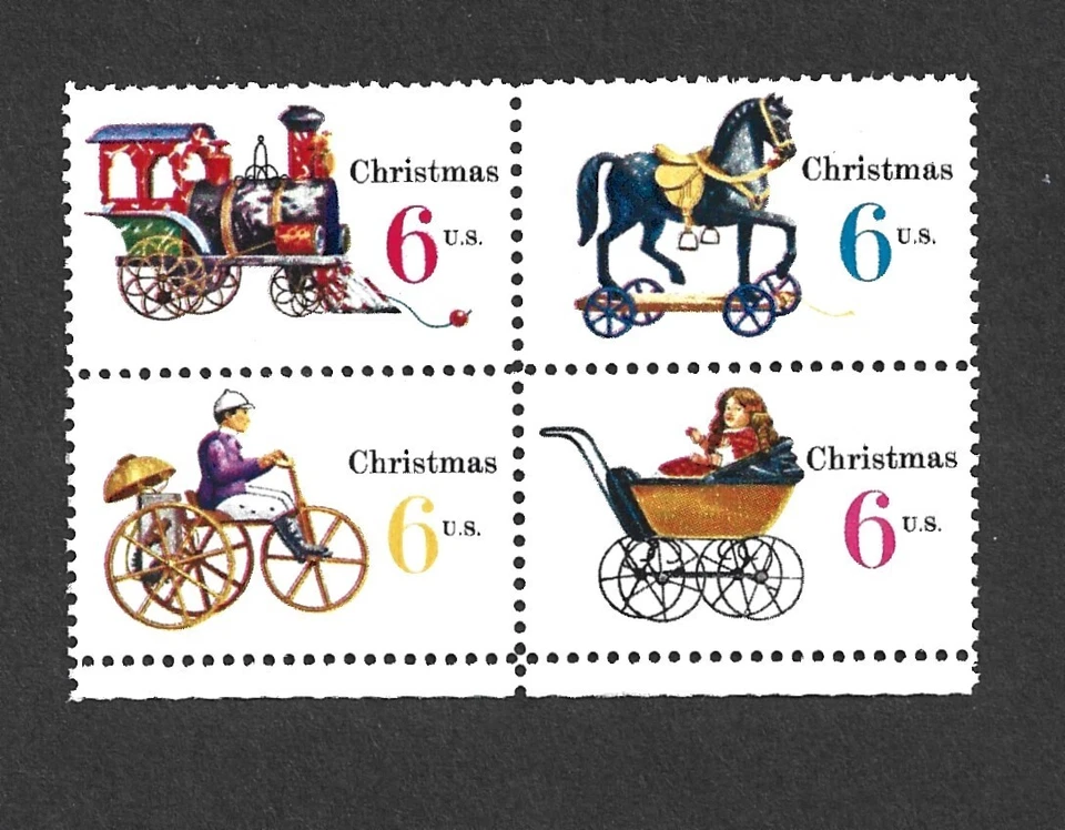 Sellos de Estados Unidos 1415-18 Juguetes de Navidad Bloque 6 CENTAVOS Como Nuevos NH OG 1970 ENVÍO GRATUITO Foto 1 de 1