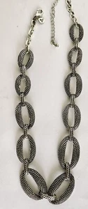 Silver Link Neklace Beaded Finish On Links Lobster Clasp Extender Chain EUC - Picture 1 of 3