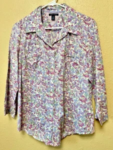 Tommy Hilfiger Cotton Paisley Rose/Pink LS Collared Button-Up Shirt Damen XL - Bild 1 von 3