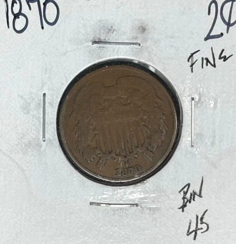 1870 TWO CENT PIECE ~ FINE ~NICE COIN~ Cover