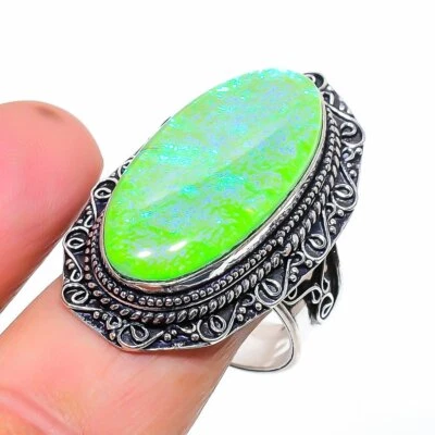 Grüner australischer Triplett Opal Edelstein Ring handgefertigt Vintage Schmu... - Bild 1 von 4