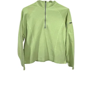 LL Bean Women's  Long Sleeve 1/4 Zip Lime Green  Sweater Small Pocket on Sleeve - Picture 1 of 6